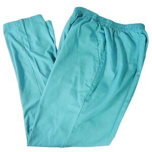 Simply Basic Womens Size M Teal Blue Pull-on Scrub Pants w Elastic Waist